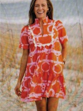 Women's Mini Dress in Vibrant Coral Pink - Lightweight Summer Shift